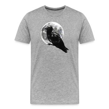 Corbeau pleine lune - T-shirt bio Premium Homme - gris chiné - Devant - Damien (186cm)
