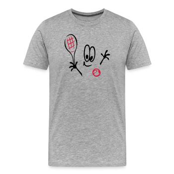 Sport, Tennis ,Tennisball, Comic - Männer Premium Bio T-Shirt - Grau meliert - Vorne - Damien (186cm)