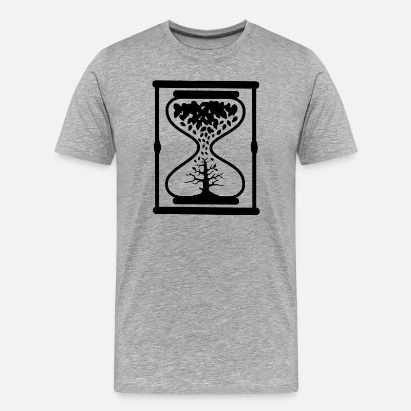 Uhr Sanduhr Geschenk - Männer Premium Bio T-Shirt - Grau meliert