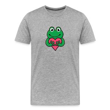 Étreinte sincère de grenouilles - T-shirt bio Premium Homme - gris chiné - Devant - Damien (186cm)