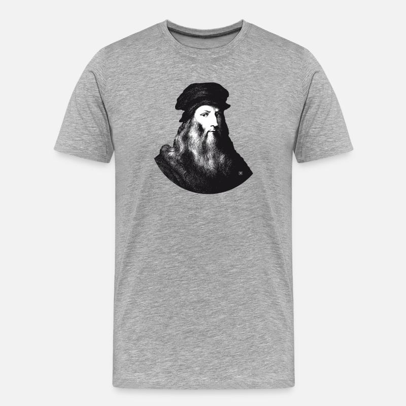 Leonardo Da Vinci - Männer Premium Bio T-Shirt - Grau meliert