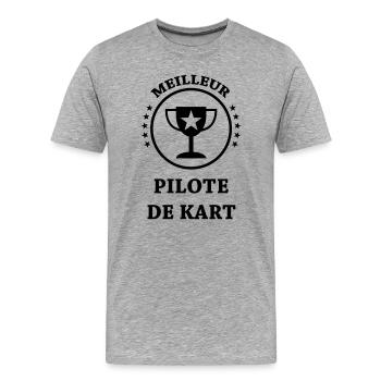 Go-Kart / Karting / Kart / Fahrer - Männer Premium Bio T-Shirt - Grau meliert - Vorne - Damien (186cm)