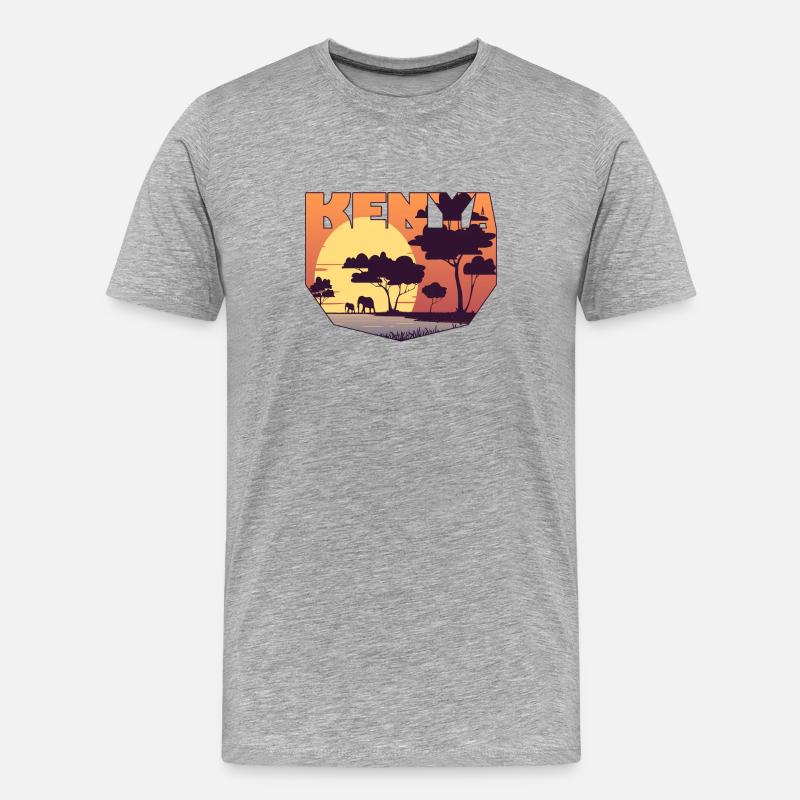 Kenia Design mit Landschaft / Geschenk - Männer Premium Bio T-Shirt - Grau meliert