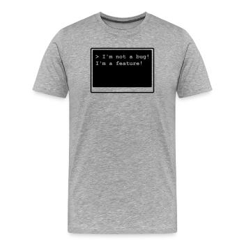 Je ne suis pas un bug! Je suis un long métrage! (Transparent) - T-shirt bio Premium Homme - gris chiné - Devant - Damien (186cm)