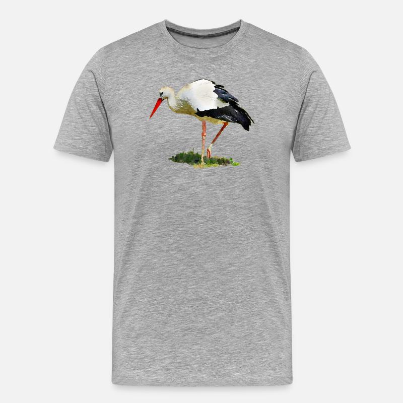 storch vogel - Männer Premium Bio T-Shirt - Grau meliert