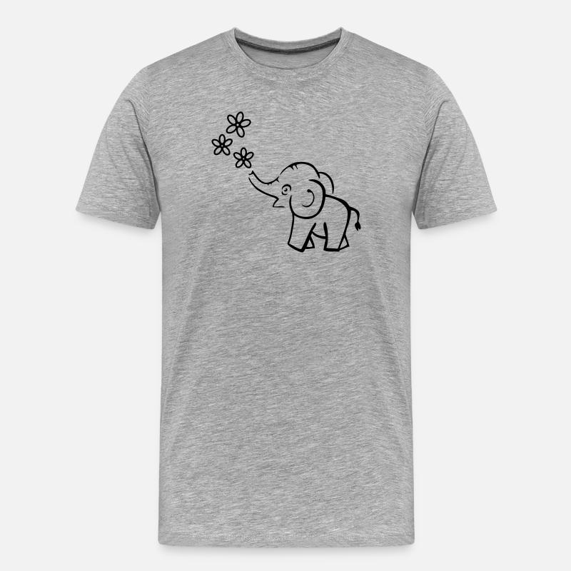 elefant blumen lustig - Männer Premium Bio T-Shirt - Grau meliert
