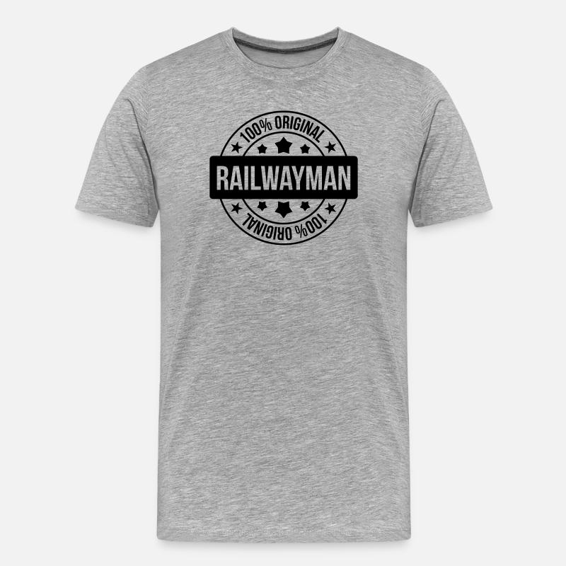 Eisenbahner / Eisenbahnen / Eisenbahn / Bahn - Männer Premium Bio T-Shirt - Grau meliert