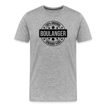 Boulanger / Boulangerie / Métier / Job - T-shirt bio Premium Homme - gris chiné - Devant - Damien (186cm)