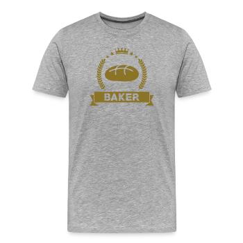 Boulanger / Boulangerie / Métier / Job - T-shirt bio Premium Homme - gris chiné - Devant - Damien (186cm)