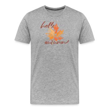ahorn blatt mapleleaf herbst autumn - Männer Premium Bio T-Shirt - Grau meliert - Vorne - Damien (186cm)