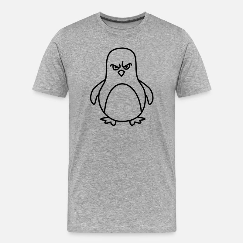 lustiger pinguin - Männer Premium Bio T-Shirt - Grau meliert