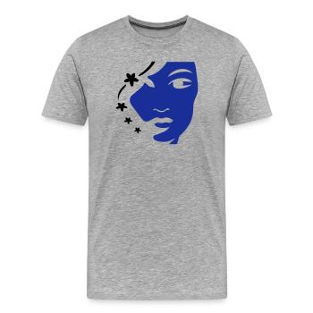 Mädchengesicht  Frauengesicht - Männer Premium Bio T-Shirt - Grau meliert - Vorne - Damien (186cm)