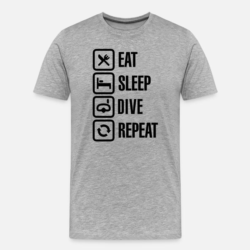 Eat Sleep Dive Repeat - Männer Premium Bio T-Shirt - Grau meliert
