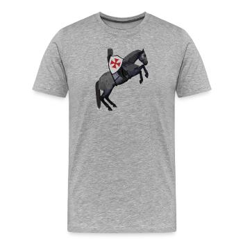 Knightly Steed Broom - Men's Premium Organic T-Shirt - heather grey - Front - Damien (186cm)