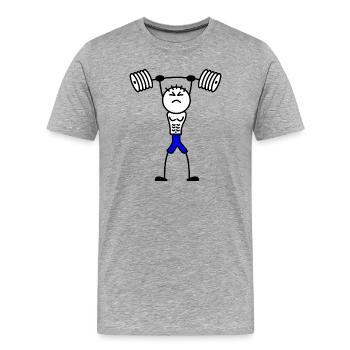 Stickmen muscle bodybuilding force railing - Men's Premium Organic T-Shirt - heather grey - Front - Damien (186cm)