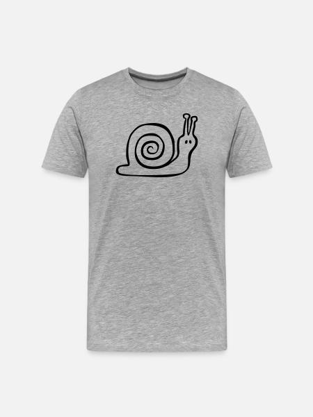 Handgezeichnete Schnecke - Männer Premium Bio T-Shirt - Grau meliert