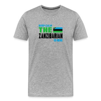 Keep Calm Design / Geschenk Tansania - Männer Premium Bio T-Shirt - Grau meliert - Vorne - Damien (186cm)