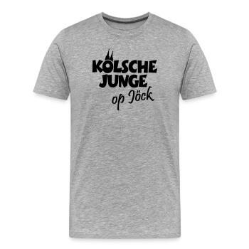 Kölsche Junge op Jöck - Kölsch - Köln - Kölner - Männer Premium Bio T-Shirt - Grau meliert - Vorne - Damien (186cm)