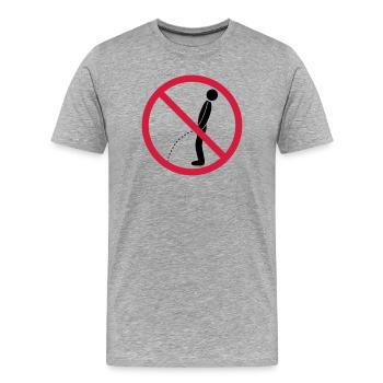 pas de pipi debout interdit bouclier pisse loo - T-shirt bio Premium Homme - gris chiné - Devant - Damien (186cm)