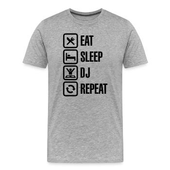 Eat Sleep DJ Repeat - T-shirt bio Premium Homme - gris chiné - Devant - Damien (186cm)