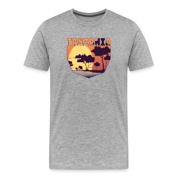 Conception de safari en Tanzanie avec des éléphants - T-shirt bio Premium Homme - gris chiné - Devant - Damien (186cm)