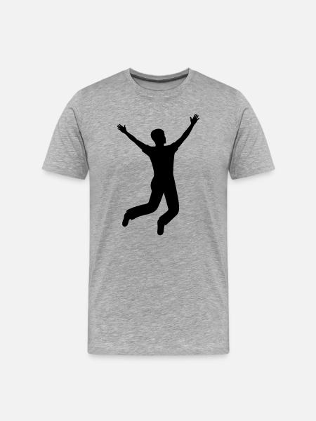 Freudensprung machen - Männer Premium Bio T-Shirt - Grau meliert