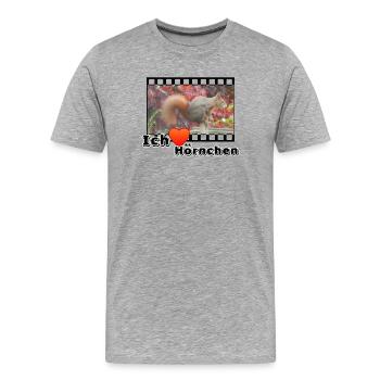 Liebe Tierfreund Eichhoernchen Tiere Spruch - Männer Premium Bio T-Shirt - Grau meliert - Vorne - Damien (186cm)