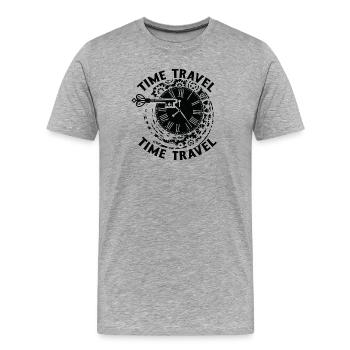 Zeitreise Zeitmaschine Zukunft Futurisische Stadt - Männer Premium Bio T-Shirt - Grau meliert - Vorne - Damien (186cm)