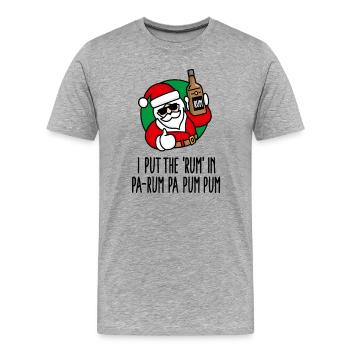Je mets le rhum dans le rhum pa Pum Noël drôle - T-shirt bio Premium Homme - gris chiné - Devant - Damien (186cm)