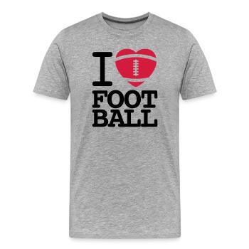 I love football - Men's Premium Organic T-Shirt - heather grey - Front - Damien (186cm)