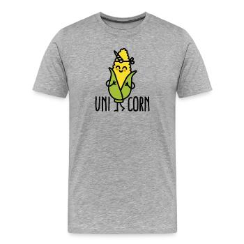 Wannabe uni-corn ( Unicorn ) - Männer Premium Bio T-Shirt - Grau meliert - Vorne - Damien (186cm)