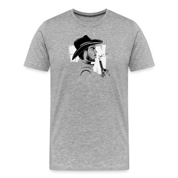 cowboy western bandit symbol comic wild - Männer Premium Bio T-Shirt - Grau meliert - Vorne - Damien (186cm)