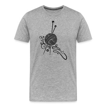 Stricken, Handarbeiten, Stricknadeln Wolle - Männer Premium Bio T-Shirt - Grau meliert - Vorne - Damien (186cm)