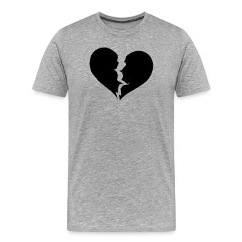 Gebrochenes Herz, broken heart - Männer Premium Bio T-Shirt - Grau meliert - Vorne - Damien (186cm)