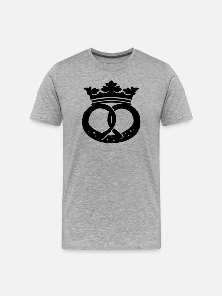 Brezel mit Krone, Brezelkönig - Männer Premium Bio T-Shirt - Grau meliert