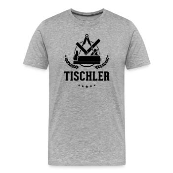 Tischler Zunftzeichen mit Schriftzug - Männer Premium Bio T-Shirt - Grau meliert - Vorne - Damien (186cm)