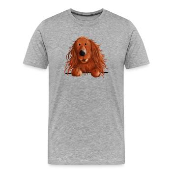 Neugieriger Irish Setter - Männer Premium Bio T-Shirt - Grau meliert - Vorne - Damien (186cm)