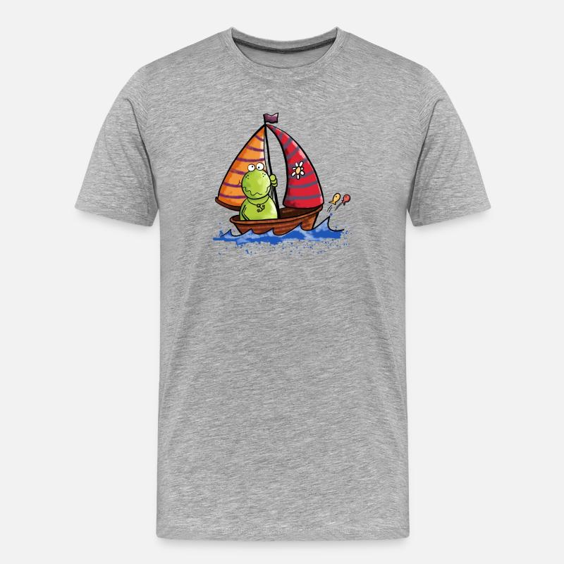 Frosch auf See - Männer Premium Bio T-Shirt - Grau meliert