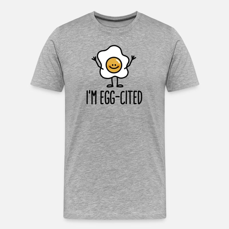 I'm EGG-cited - Männer Premium Bio T-Shirt - Grau meliert