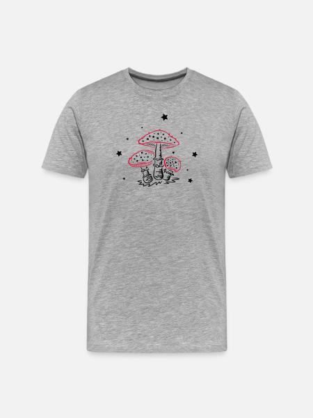 Fly agaric, fungi with stars, mushrooms - Men's Premium Organic T-Shirt - heather grey