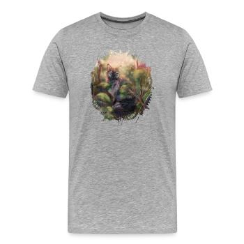 Wildkatze im Wald - Männer Premium Bio T-Shirt - Grau meliert - Vorne - Damien (186cm)