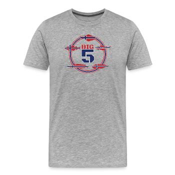 Flétan norvégien Big 5 I, cadeau de pêche - T-shirt bio Premium Homme - gris chiné - Devant - Damien (186cm)