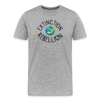 Extinction Rebellion Planet Erde schwarz - Männer Premium Bio T-Shirt - Grau meliert - Vorne - Damien (186cm)