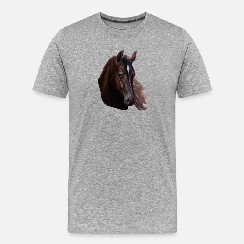 Pferd - Männer Premium Bio T-Shirt - Grau meliert