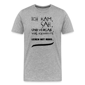 Leben mit ADHS Geschenk - Männer Premium Bio T-Shirt - Grau meliert - Vorne - Damien (186cm)