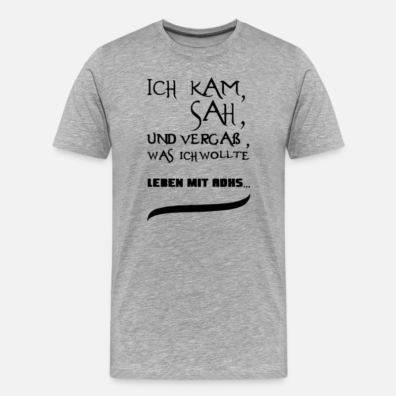 Leben mit ADHS Geschenk - Männer Premium Bio T-Shirt - Grau meliert