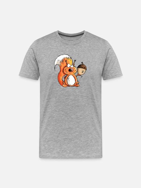 Eichhörnchen - Tier - Tiere - Eichel - Wald - Männer Premium Bio T-Shirt - Grau meliert