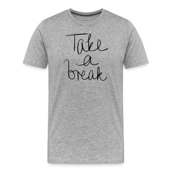 Faire une pause - T-shirt bio Premium Homme - gris chiné - Devant - Damien (186cm)