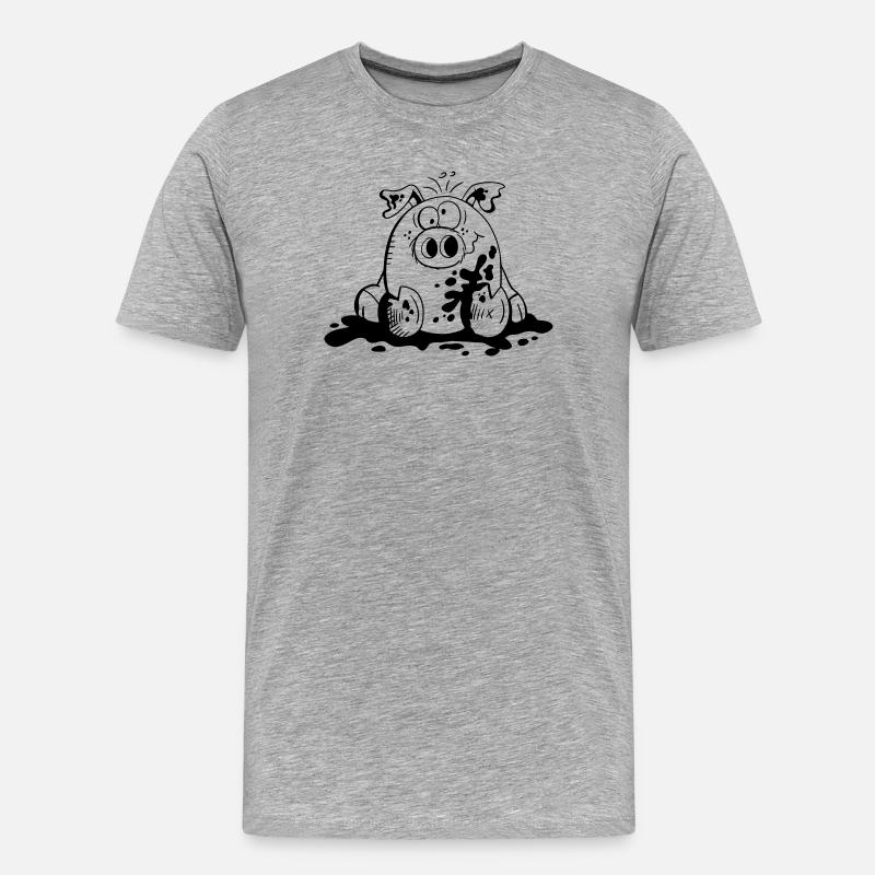 Ferkelchen - Wutz - Schwein - Sau - Fun - Männer Premium Bio T-Shirt - Grau meliert