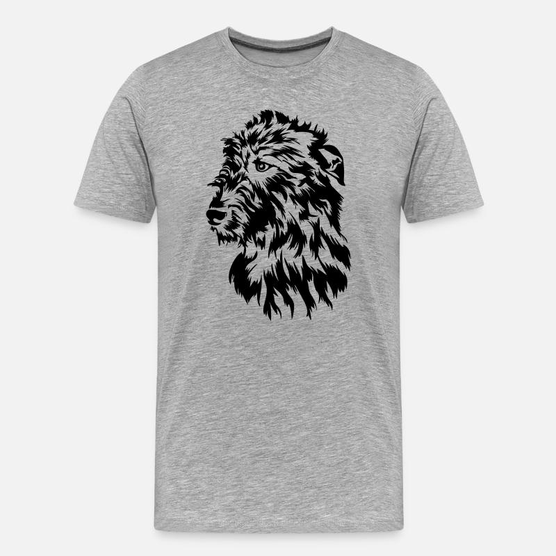 Irish Wolfhound Kopf - Männer Premium Bio T-Shirt - Grau meliert